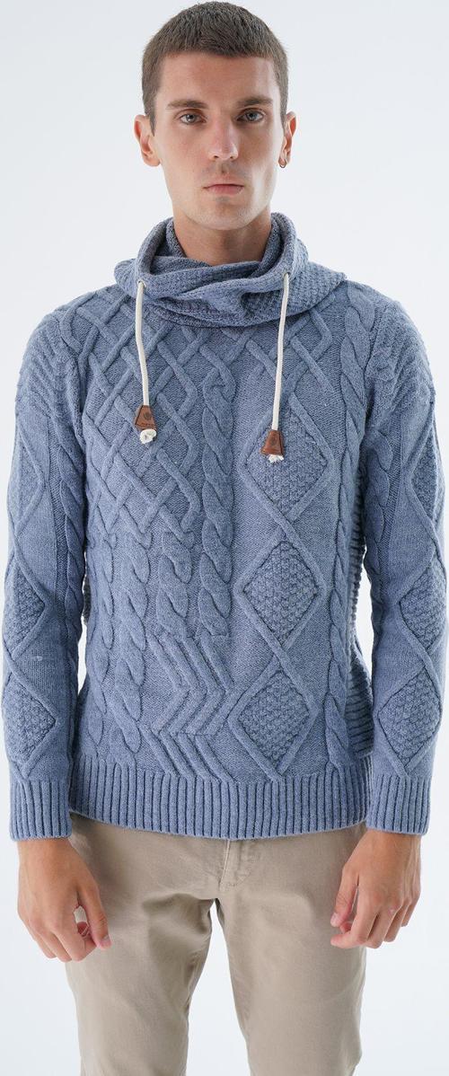 Erkek Havacı Şal Yaka Yürütme Saç Örgülü Yün Triko Örme Kazak Trıst-5342