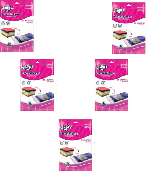 Vakumlu Giyisi Yastık Yorgan Saklama Torbası Poşeti Hurç -XX Large -80x100 Cm. -2'li 10 Paket