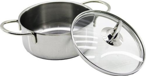 14CM   CAM KAPAK   MİNİ  ÇELİK TENCERE (5060)