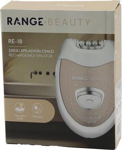 RANGE BEAUTY RE-18 EPİLASYON CİHAZI EPİLATÖR USB ŞARJLI=50DK 2 KADEME HIZ YIKANABİLİR BAŞLIK=18 ÇİFT CIMBIZ (5060)