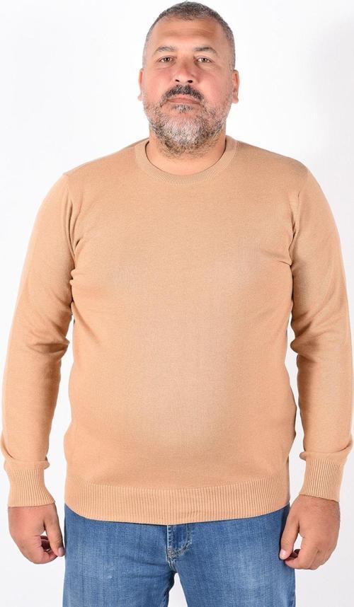 Erkek Büyük Beden Camel Bisiklet Yaka Pamuklu Kazak