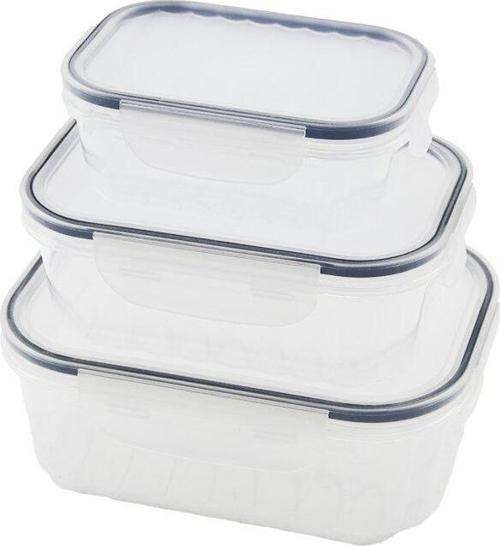 3PCS QUİCK SIZDIRMAZ SAKLAMA KABI SETİ ŞEFFAF KAP - BUĞULU-CONTALI KAPAK  500-1000-1700ML (5060)