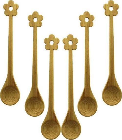 6 PCS   MİNİ   BAMBU AHŞAP KAŞIK   14.5CM (5060)