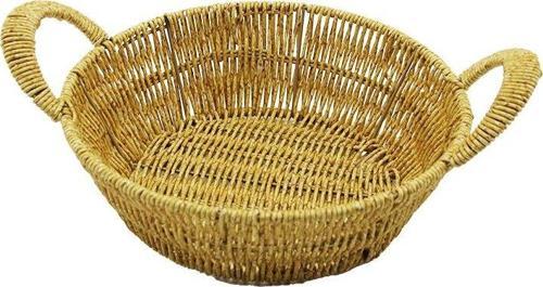 YUVARLAK PLASTİK HASIR EKMEK - ÇOK AMAÇLI SEPET KULPLU - METAL İSKELET TABAN:18CM - AĞIZ:24CM DERİNLİK:8CM (5060)