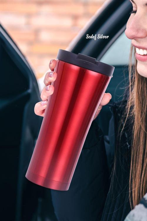 Kırmızı Renk Çelik Termos Bardak 500 Ml Thermos Mug Kupa Çay Kahve Araç Termos Coffee Cup Tea Cups