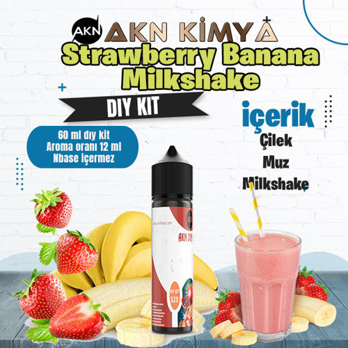 Strawberry Banana Milkshake Dıy Kit Çilek Muz Gıda Aroması %20 Oranda Aroma İçerir (Hazır Değildir )
