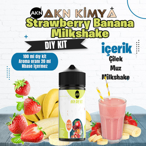 Strawberry Banana Milkshake Dıy Kit Çilek Muz Gıda Aroması %20 Oranda Aroma İçerir (Hazır Değildir )