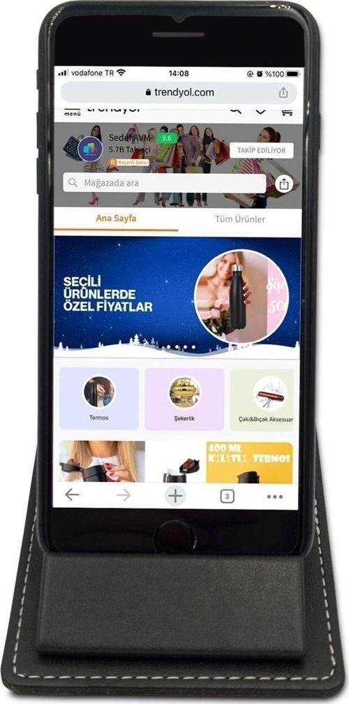 Masaüstü Suni Deri Telefon Tutucu Standı Cep Telefonu Koyma Aparatı