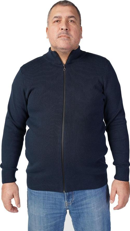 Büyük Beden Lacivert Dik Yaka Fermuarlı %100 Pamuklu Erkek Hırka Trıst-2107