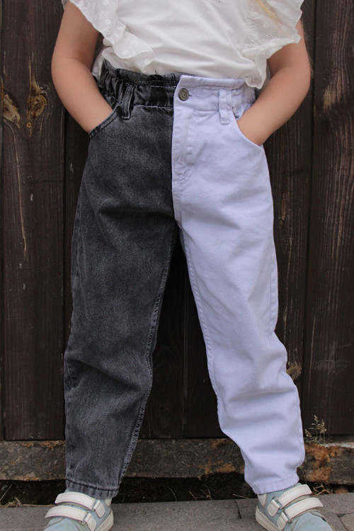 Kız Çocuk Jean Pantalon Beli Lastikli 5-14 Yaş, Karışık Renk