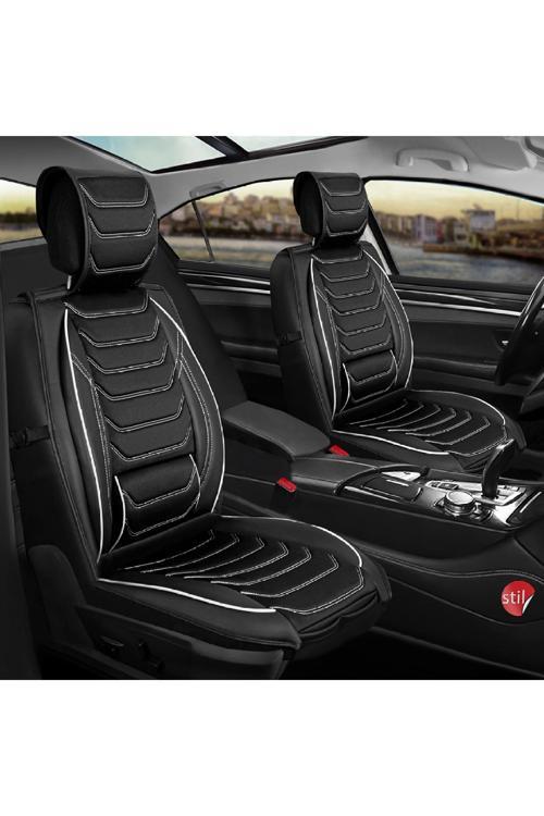 Chevrolet Lacetti Station Wagon Uyumlu Lüx Deri Oto Koltuk Kılıfı Ön Arka Takım Set Antalya SİYAH BEYAZ