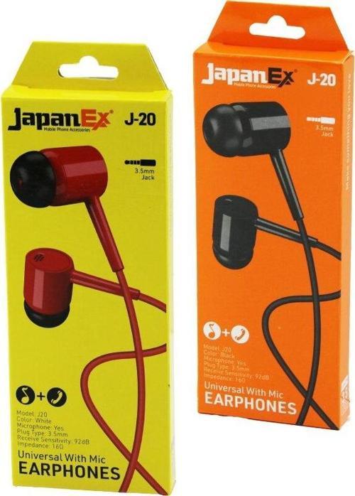 JAPANEX  J-20   KULAK İÇİ   MİKROFONLU  STEREO KULAKLIK KABLOLU= 1MT  AUX GİRİŞ (5060)