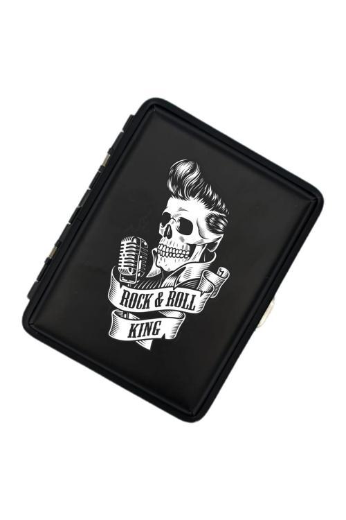 Rock And Roll Kurukafa Figürlü Mat Metal Sigara Tabakası