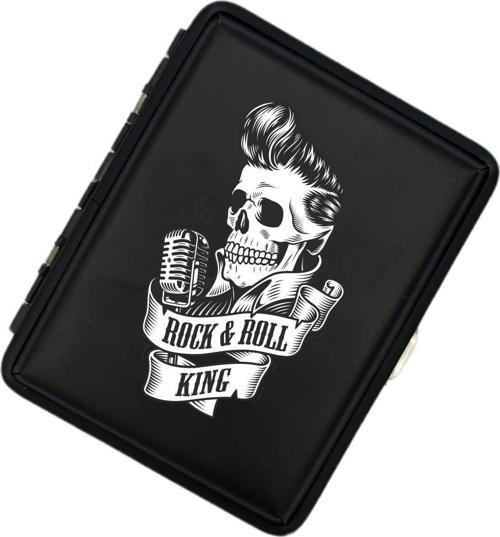 Rock And Roll Kurukafa Figürlü Mat Metal Sigara Tabakası