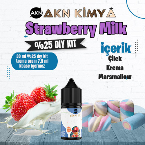 Strawberry Milk Yoğun Dıy Kit Çilek Süt Gıda Aroması %25 Oranda Aroma İçerir (Hazır Değildir )