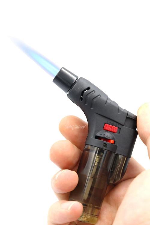 Turbo Pürmüz Alev Gaz Ayarlı Kilit Düğmeli Profesyonel Gazlı Doldurulabilir Piknik Kamp Torch Çakmak