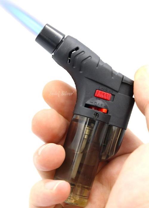 Turbo Pürmüz Alev Gaz Ayarlı Kilit Düğmeli Profesyonel Gazlı Doldurulabilir Piknik Kamp Torch Çakmak