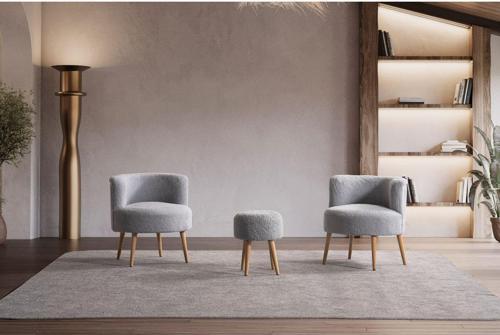 Panda Çay Seti Berjer Ve Puf Takımı (Salon, Balkon, Ofis) (3) Lü Takım