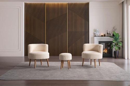 Panda Çay Seti Berjer Ve Puf Takımı (Salon, Balkon, Ofis) (3) Lü Takım