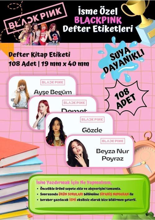 Blackpink Etiketi Defter Etiketi Kitap Etiketi Kişiye Özel Suya Dayanıklı İsim Yazılabilien