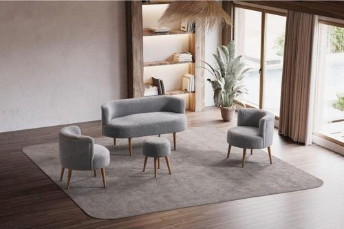Panda Çay Seti Koltuk Takımı,Berjer Ve Puf (Ofis Balkon Cafe Bahçe Salon Mobilyası) (4) Lü Takım
