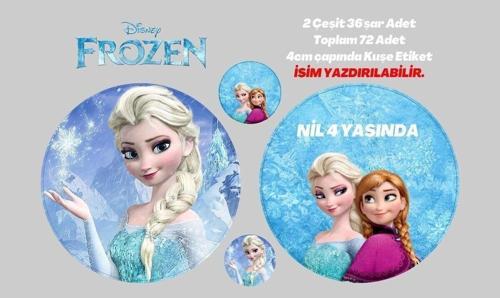Elsa Etiket 2 Çeşit Toplam 96 Adet 4cm - Kişiselleştirilebilir - Organizasyon Için Uygundur.
