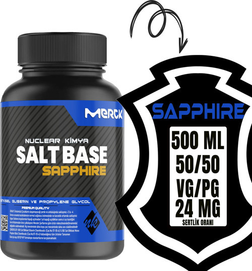 Sapphire 3M Salt Base 500ml Vg Pg 50-50 24 Mg/ml Bitkisel Gliserin Base E422