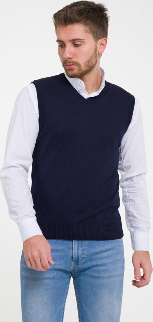 Lacivert Erkek V Yaka %100 Pamuklu Triko Süveter Trıst-1103