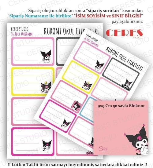 Kuromi Bloknot Ve Okul Etiketi 48 Adet 40x60mm Etiket