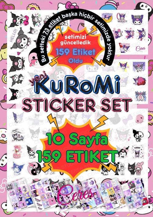Kuromi Sanrio Sticker Set - 10 Sayfa 159 Adet Etiket ( Planlayıcı Bullet Journal Için Uygundur.)