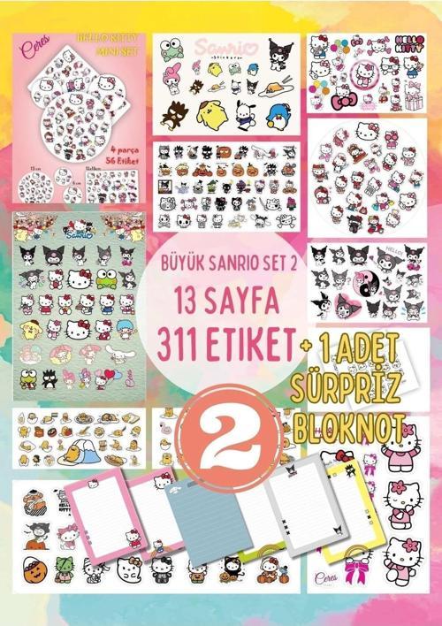 Sanrio Sticker Set 2 Hello Kitty Kuromi Melody Planlayıcı Journal Telefon Etiket Bloknot
