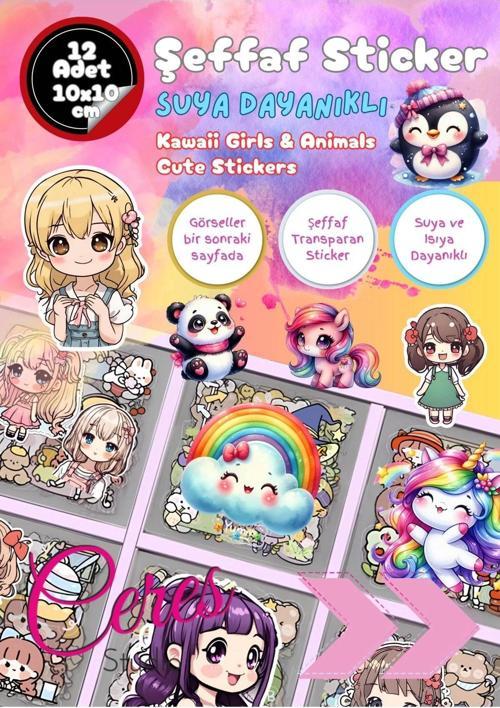Şeffaf Kawaii Sticker Etiket