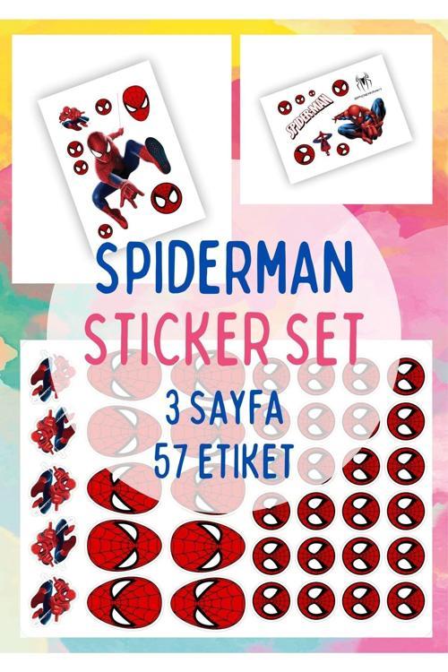 Spiderman Sticker Set - 13x18cm Tek Sayfa 9x13cö 2 Sayfa Toplam 57 Adet Etiket