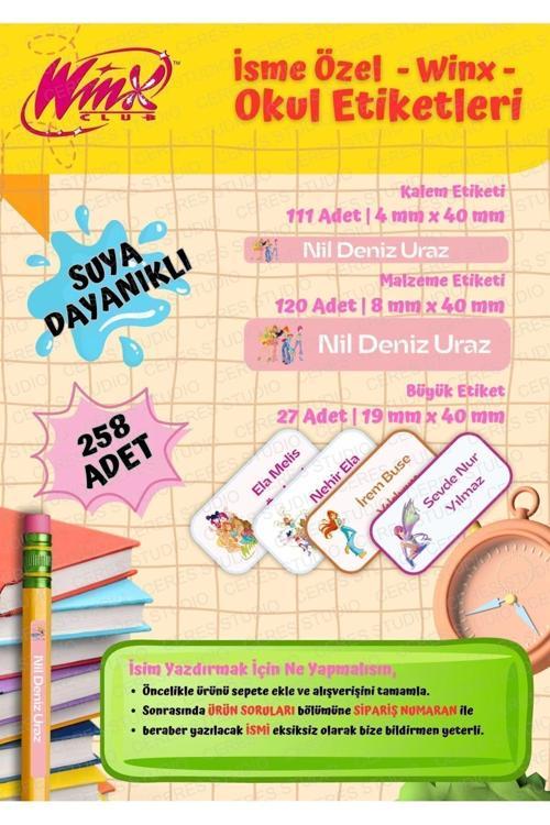 Winx Okul Etiketi Defter Etiketi Kalem Etiketi Kişiye Özel Suya Dayanıklı İsim Yazılabilien