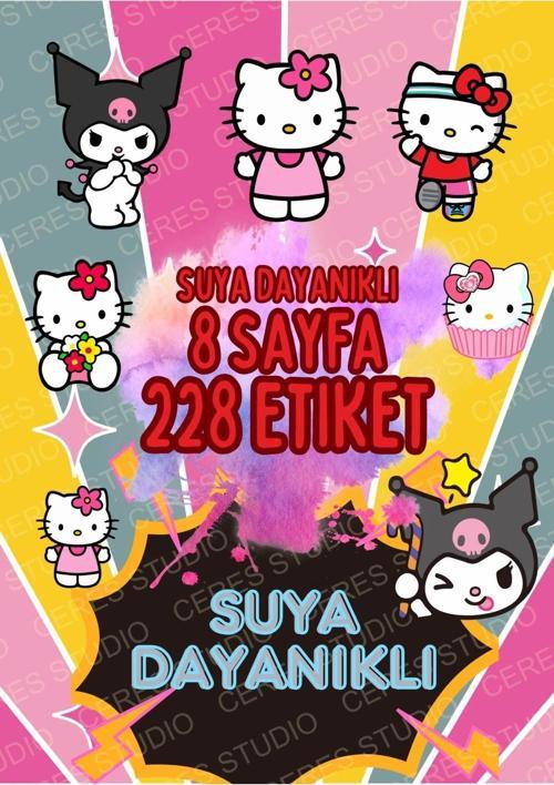 YENİ! Sanrio SUYA DAYANIKLI Etiket Sticker Set Hello Kitty Kuromi 228 Etiket