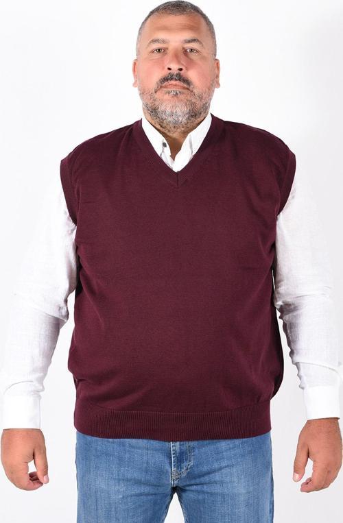 Erkek  Bordo Büyük Beden V Yaka Pamuklu  Süveter