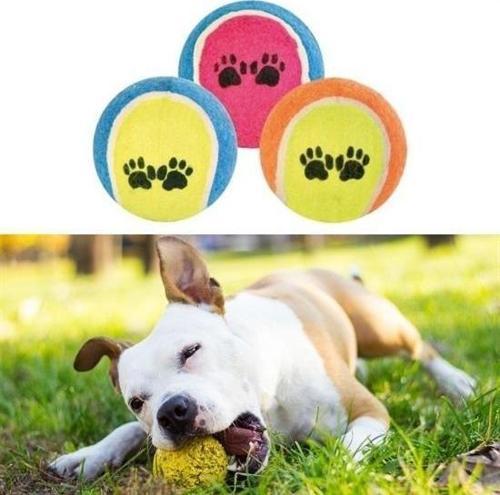 Büro Ev Evcil Hayvanı için 3 Tenis Toplu Renkli Desen Kedi Köpek Oyuncağı