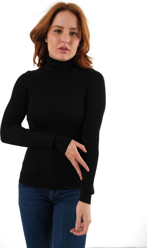 Kadın Siyah Fitilli Kadın Balıkçı Yaka Yün Triko Kazak Trıst-6157