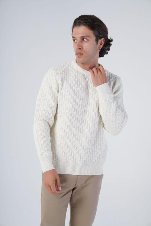 Kemik Erkek Yürütme Angora Pamuk Bisiklet Yaka Triko Yün Kazak