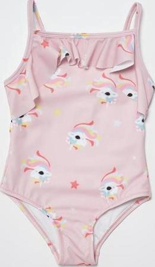 Unicorn baskılı fırfır detaylı kız çocuk mayo DB200721CM