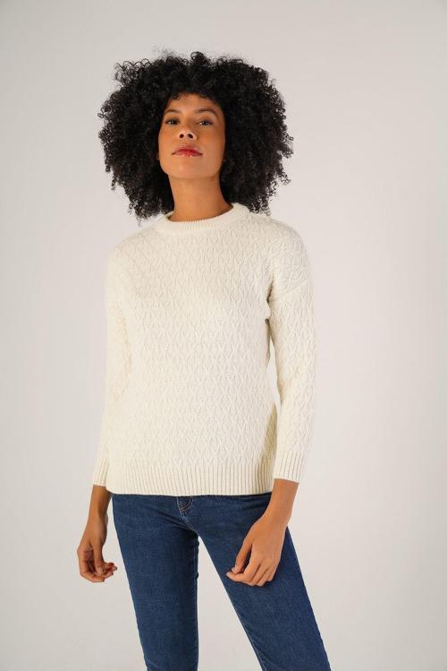 Kemik Kadın Saç Yürütme Bisiklet Yaka Yün Kazak