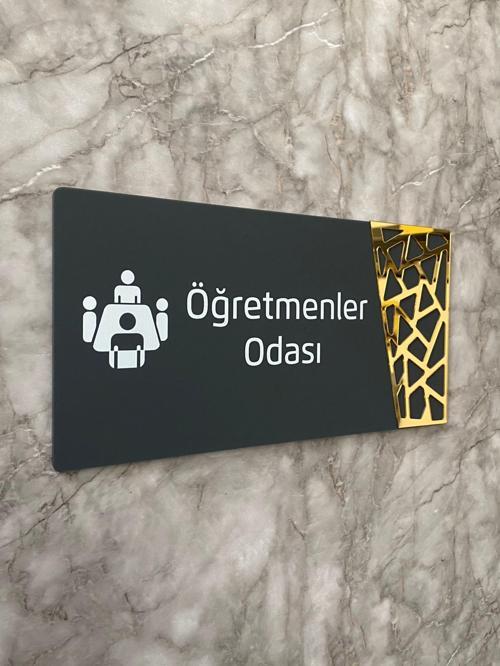 Öğretmenler Odası Kapı Yönlendirme Levhası Oda İsimliği 24x12 Cm