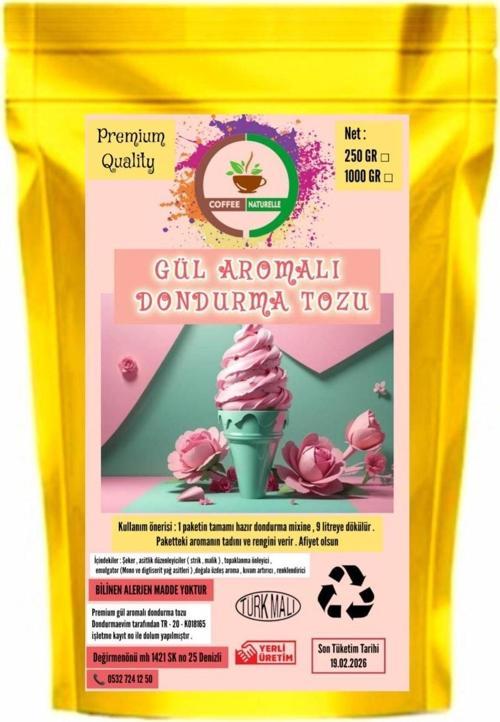 Gül Aromalı Dondurma Karışım Tozu - 250 Gr