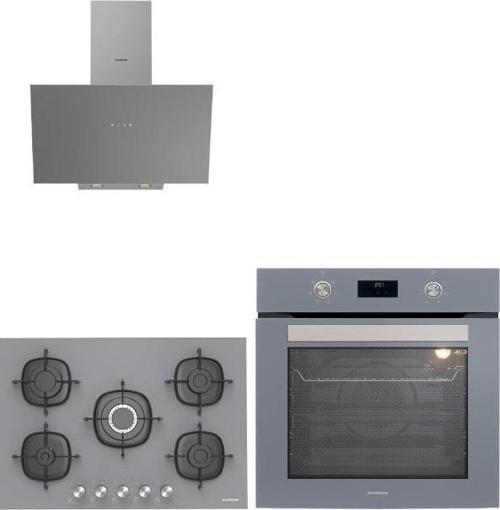 3'lü Ankastre Set Gri Cam Set  BO6502S02-3481 Gri -CS5622S01