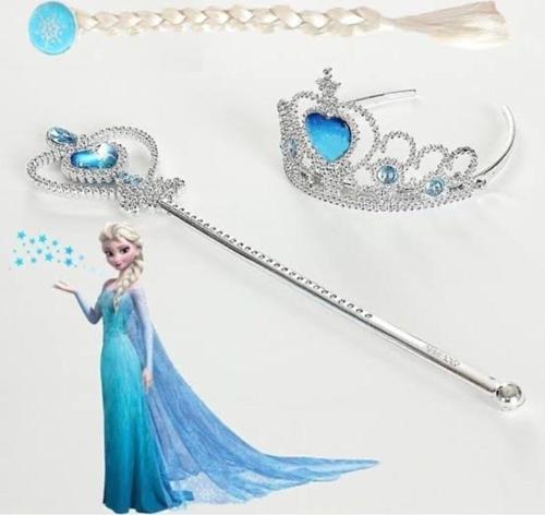 Frozen Karlar Ülkesi Elsa Örgü Saç Taç Asa Seti