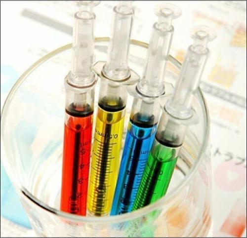 Şırınga Model Kalem 4 Lü Set Kırmızı-Sarı-Mavi-Yeşil