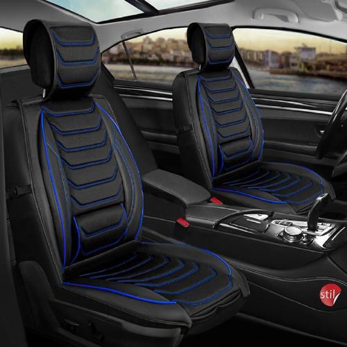 Renault R9 Broadway Uyumlu Lüx Deri Oto Koltuk Kılıfı Ön Arka Takım Set Antalya SİYAH MAVİ
