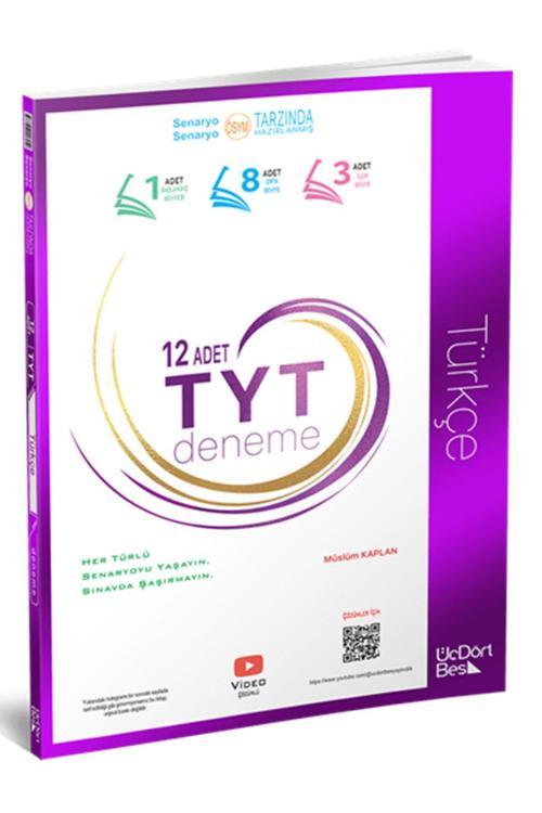 Üç Dört Beş Yayınları Üçdörtbeş Yayınları Tyt Türkçe Denemeleri 12 Deneme 2024 Güncel Yeni Baskı