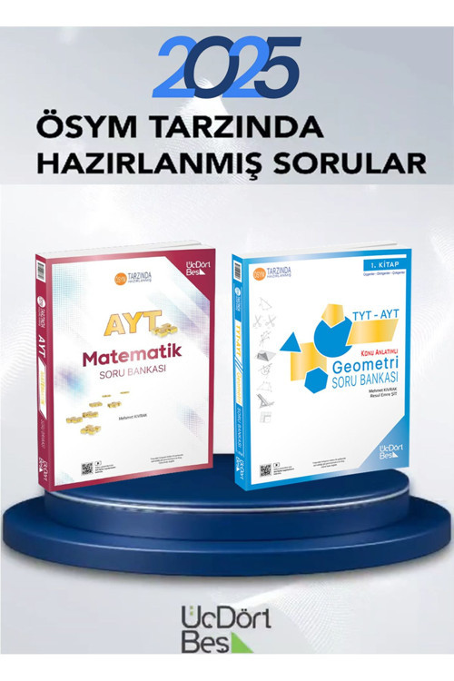 Üç Dört Beş Yayınları Üç Dört Beş 2025 Model Ayt Matematik - Tyt-Ayt Geometri Soru Bankası Set (2 Kitap)