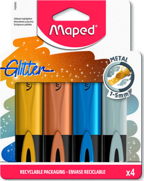 Glitter Metal Kesik Uçlu 1-5mm Fosforlu Kalem 4 Renk